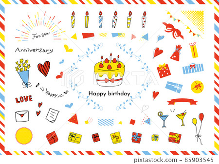 Birthday hand-drawn illustration material collection Birthday hand-drawn illustration material collection 85903545