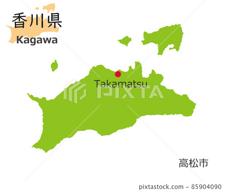 香川縣和縣廳所在地,可愛的手繪地圖 香川縣和縣廳所在地,可愛的手繪地圖 85904090