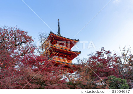 [Kyoto] Scenery of the triple tower of Kiyomizu-dera 85904687
