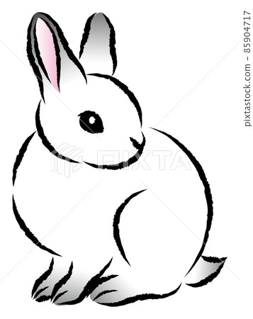 Illustration of a stylish rabbit in a sumi-e... - Stock Illustration ...