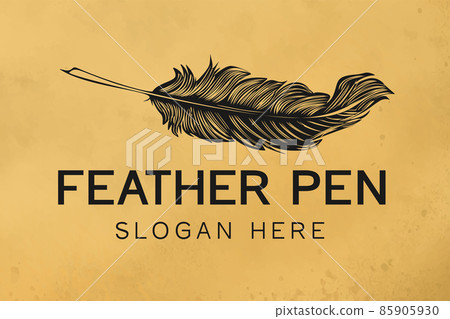 Hand drawn classic feather logo design inspiration Isolated On white Backgrounds Hand drawn classic feather logo design inspiration Isolated On white Backgrounds 85905930