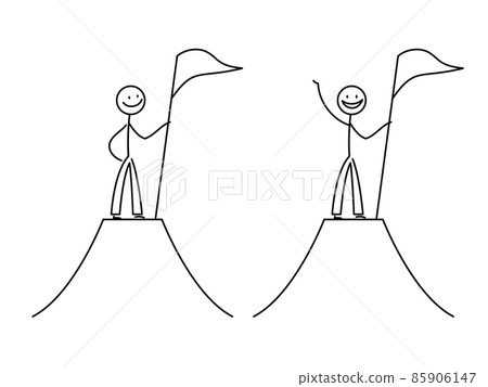 Simple stickman illustration set Climbing flag 85906147