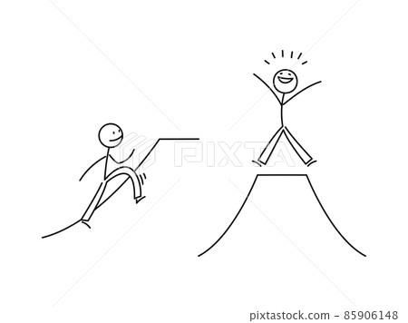 Simple stickman illustration set Climbing a mountain 85906148