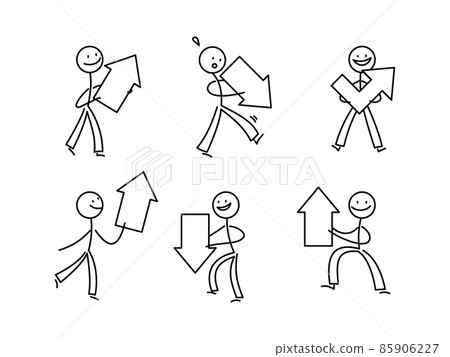帶箭頭的簡單火柴人插圖集 85906227