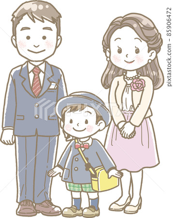 入學典禮上的孩子和家長的插圖 85906472