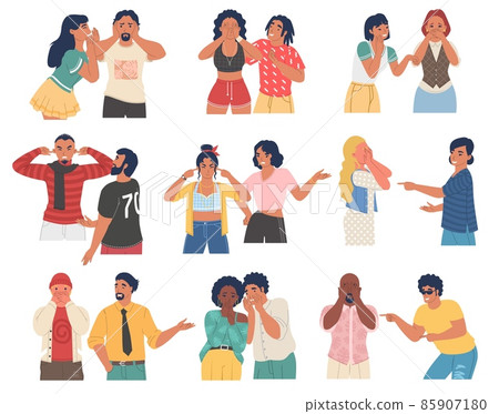 People, male and female characters ignoring companion, vector isolated illustration. Disregard, disagree, refuse, deny. People, male and female characters ignoring companion, vector isolated illustration. Disregard, disagree, refuse, deny. 85907180