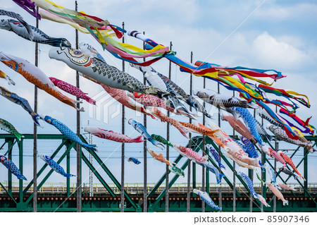 Scenery where many carp streamers swim Scenery where many carp streamers swim 85907346