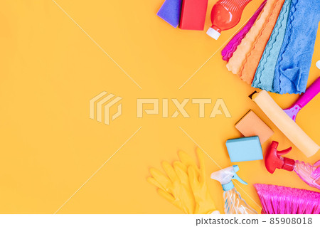 cleaning supplies tools on plain background cleaning supplies tools on plain background 85908018