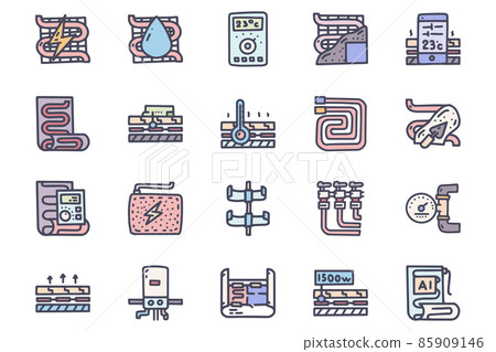 Warm floor color vector doodle simple icon set Warm floor color vector doodle simple icon set 85909146