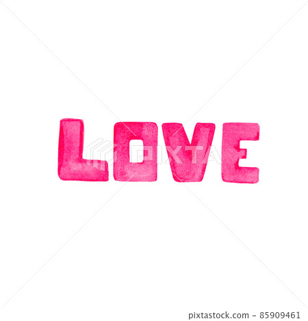 Watercolor lettering love for Valentine's day - Stock Illustration ...