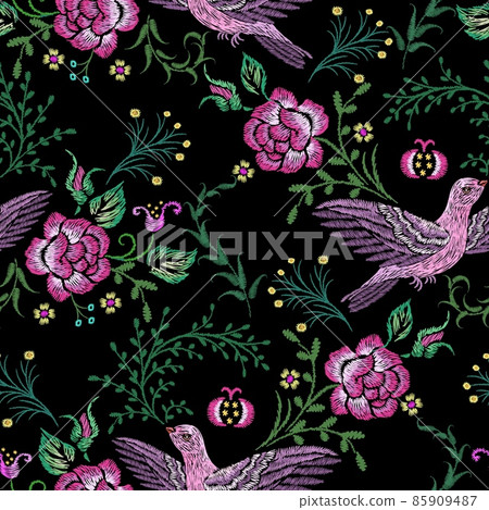 Crown Wallpaper Akina Floral Birds Blush Pink Fabric Effect Wallpaper M1726   DIY at BQ