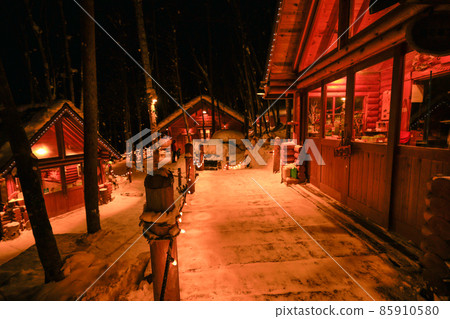 [Winter in Furano, Hokkaido] Ningle Terrace at night in January 85910580
