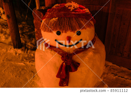 [Winter in Furano, Hokkaido] Ningle Terrace at night Cute snowman January 85911112
