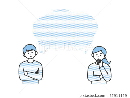 Illustration material of balloons Young men and women thinking Illustration material of balloons Young men and women thinking 85911159