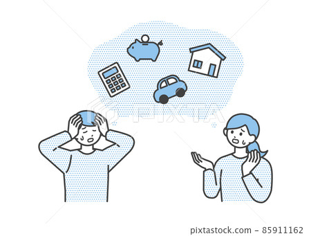 Illustration material that young men and women are worried about future money Illustration material that young men and women are worried about future money 85911162