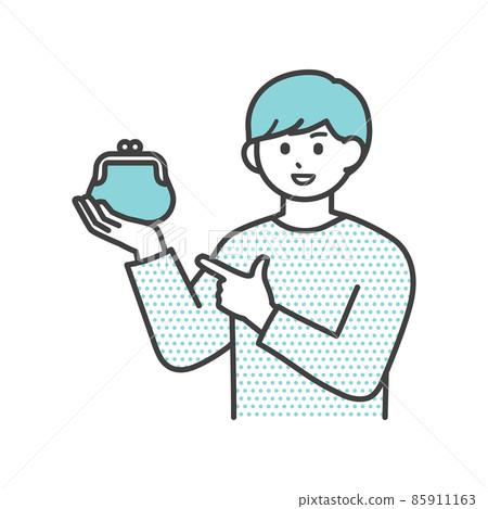 Illustration material that a young man has a purse Illustration material that a young man has a purse 85911163