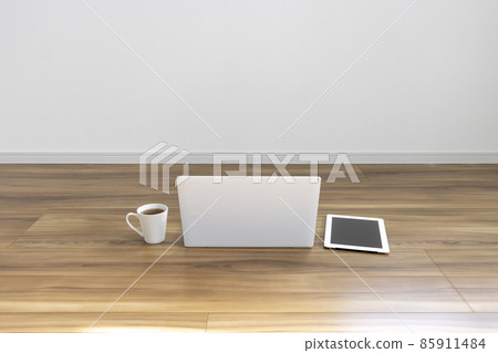 Laptops and tablets on the floor of the house 85911484