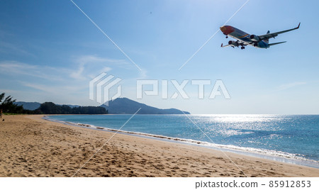 Mai Khao beach, airplane spotting, Phuket airport in Thailand 85912853