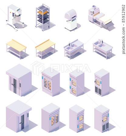 Vector isometric bakery production line equipment 85912902