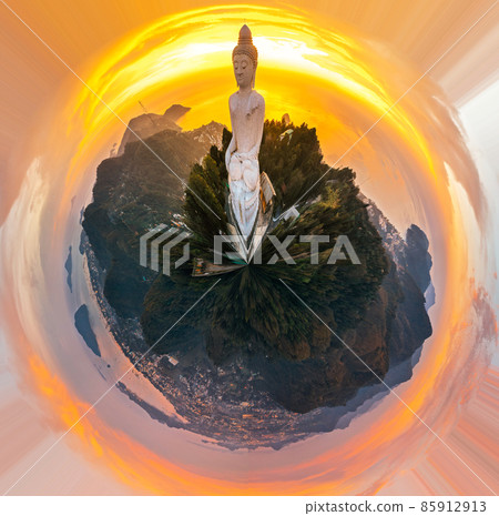 Aerial view of Big Buddha viewpoint at sunset in Phuket province, Thailand Aerial view of Big Buddha viewpoint at sunset in Phuket province, Thailand 85912913