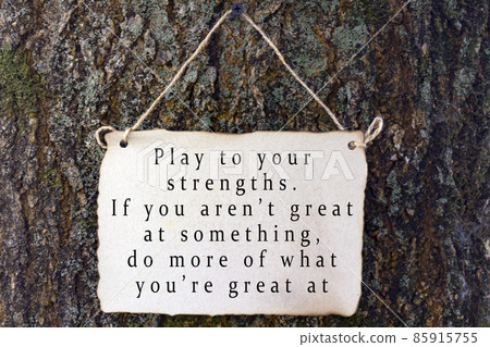 Inspirational and motivational quote on nature background. Strengths concept 85915755