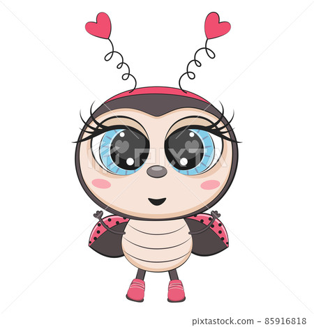 Cute cartoon ladybug, ladybird. Incect. Vector illustration. Cute cartoon ladybug, ladybird. Incect. Vector illustration. 85916818