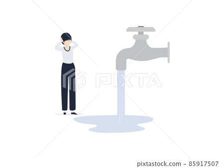 為漏水煩惱的日本女性的插圖素材 85917507