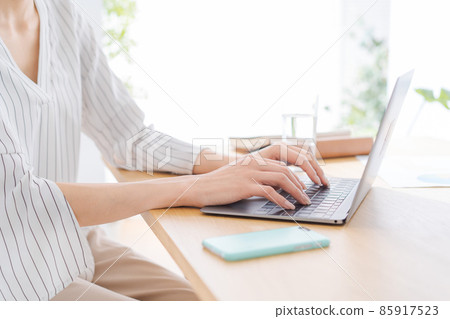 Work at home, female, no face 85917523