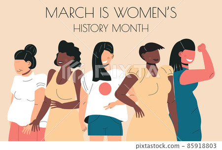 Women s history month concept vector on flat style. Event is celebrated in March in USA, Canada. Women s history month concept vector on flat style. Event is celebrated in March in USA, Canada. 85918803