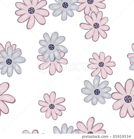 Doodle ditsy seamless pattern. Hand drawn chamomile print. Abstract floral ornament Doodle ditsy seamless pattern. Hand drawn chamomile print. Abstract floral ornament 85919534