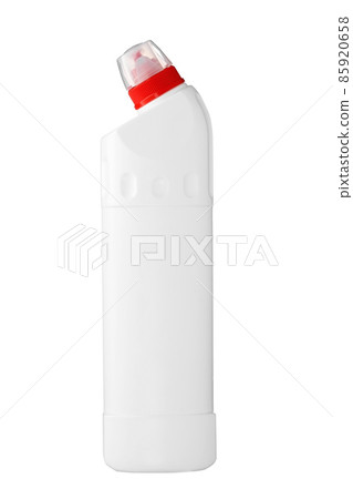 White plastic bottle or container for cleaning agent isolated on white background. Collage layout 85920658
