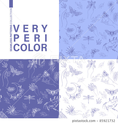 A collection of seamless patterns in very peri color. 85921732