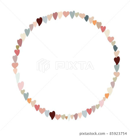 Boho style hearts round frame simple vector illustration in trendy pastel colors, symbol of love holiday, St Valentine day celebration collection for making cards, banners, modern posters 85923754