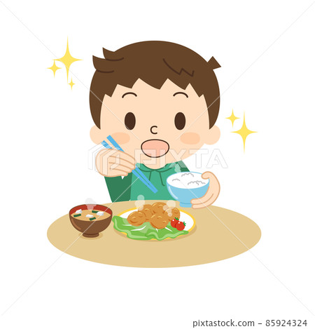 Karaage from a boy who eats with a smile 85924324