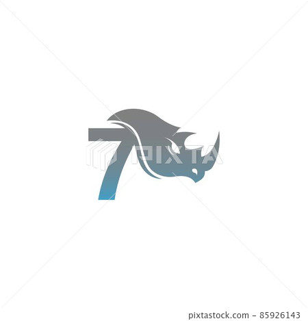 Number 7 with rhino head icon logo template 85926143