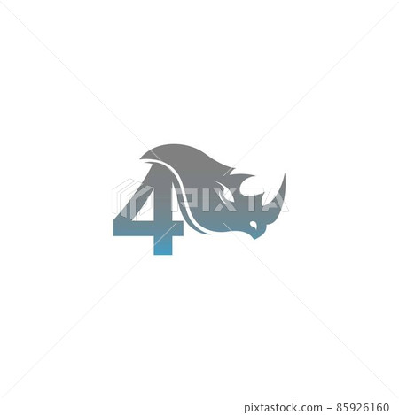 Number 4 with rhino head icon logo template 85926160