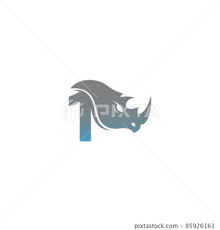 Number 1 with rhino head icon logo template 85926161