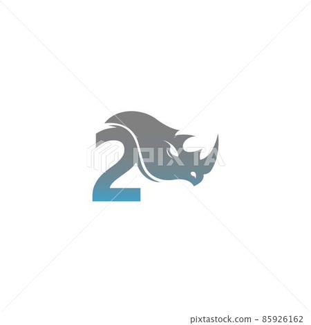 Number 2 with rhino head icon logo template 85926162