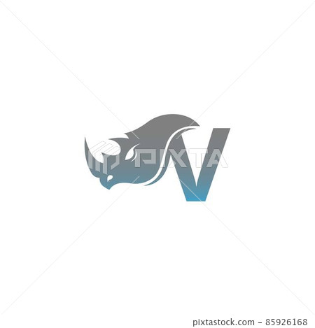Letter V with rhino head icon logo template 85926168