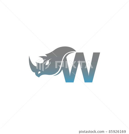 Letter W with rhino head icon logo template 85926169