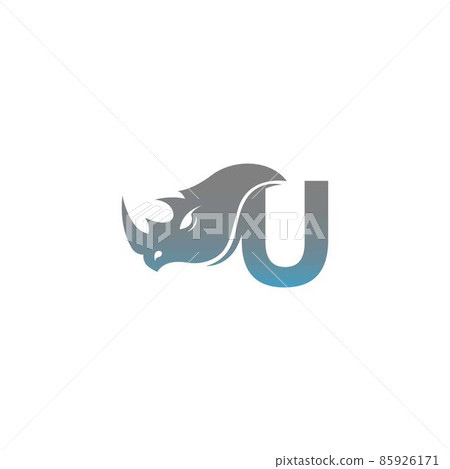 Letter U with rhino head icon logo template 85926171