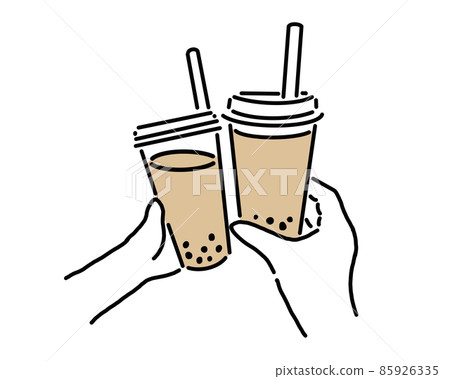 Two people toasting with tapioca milk tea 85926335