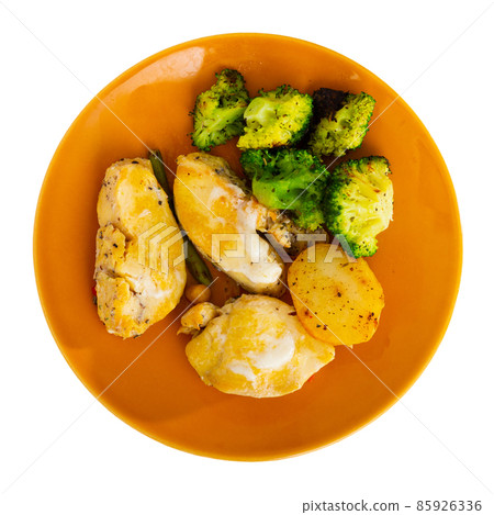 Popular dish of chicken breast with vegetables 85926336
