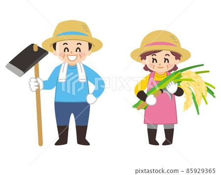Male and female rice farmers Farmers Male and female rice farmers Farmers 85929365