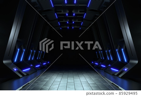 Empty dark room, Modern Futuristic Sci Fi Background. 3D illustration 85929495