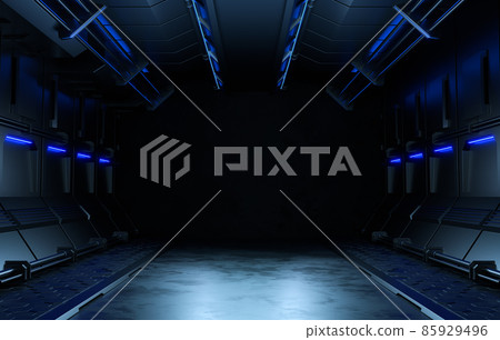 Empty dark room, Modern Futuristic Sci Fi Background. 3D illustration 85929496