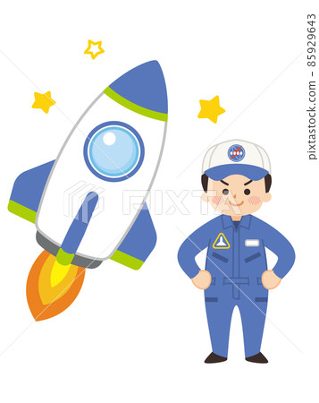 Astronaut man and space shuttle rocket Astronaut man and space shuttle rocket 85929643