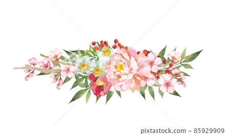 日式花束手繪水彩 85929909