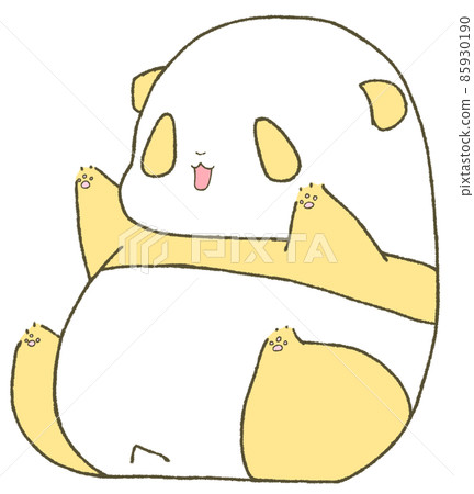 A fun little panda sitting and spreading his limbs (yellow) 85930190