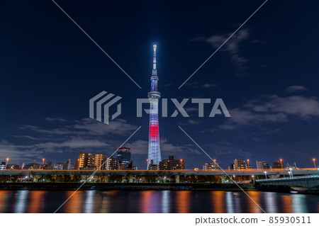 "Tokyo" Tokyo Sky Tree ・ Special illumination with the image of the Japanese flag 85930511